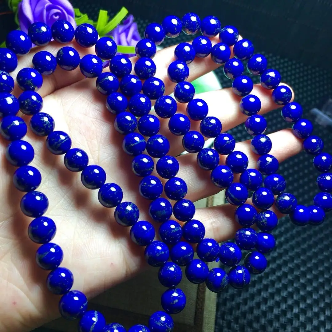 

100% 6.5-7mm Natural Royal Blue Lapis Round 108 Buddha Bead Bracelets Lazuli Gemstone Crystal Stretch Bracelet Drop Shipping