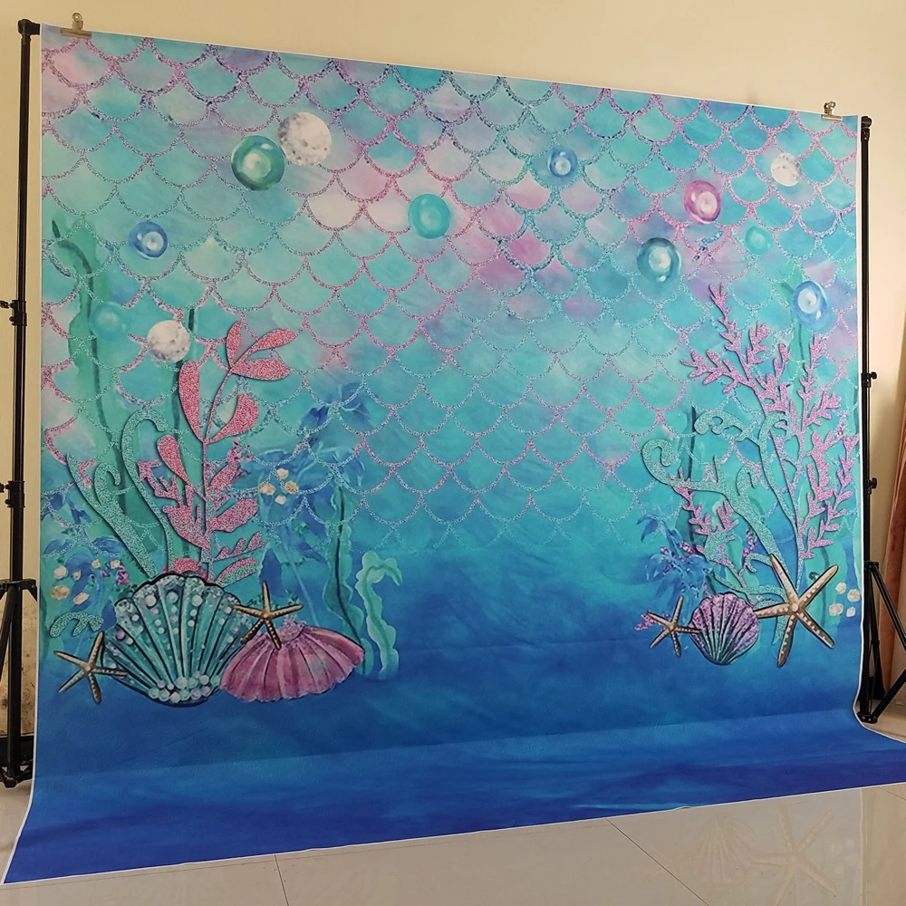 

Background Photography Mermaid Baby Shower Birthday Photography Backdrop Under Water Photobooth Buffalo Plaid