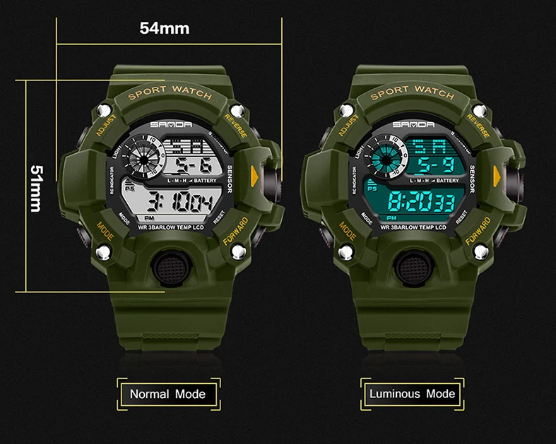 SANDA Digital LED Watch Men Waterproof Sport Men Watch 2018 Luxury Brand Military Wristwatch For Male Clock Relogio Masculino