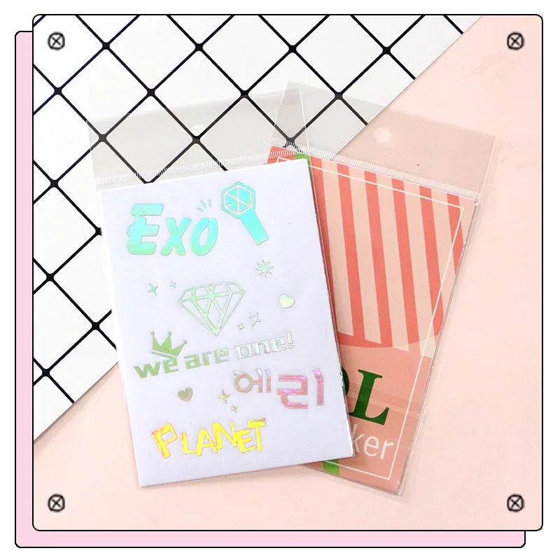 

KPOP EXO We Are One CHANYEOL BAEKHYUN D.O. SUHO SEHUN XIUMIN LAY laser sticker paste mobile phone Handbook Sticky Display tags