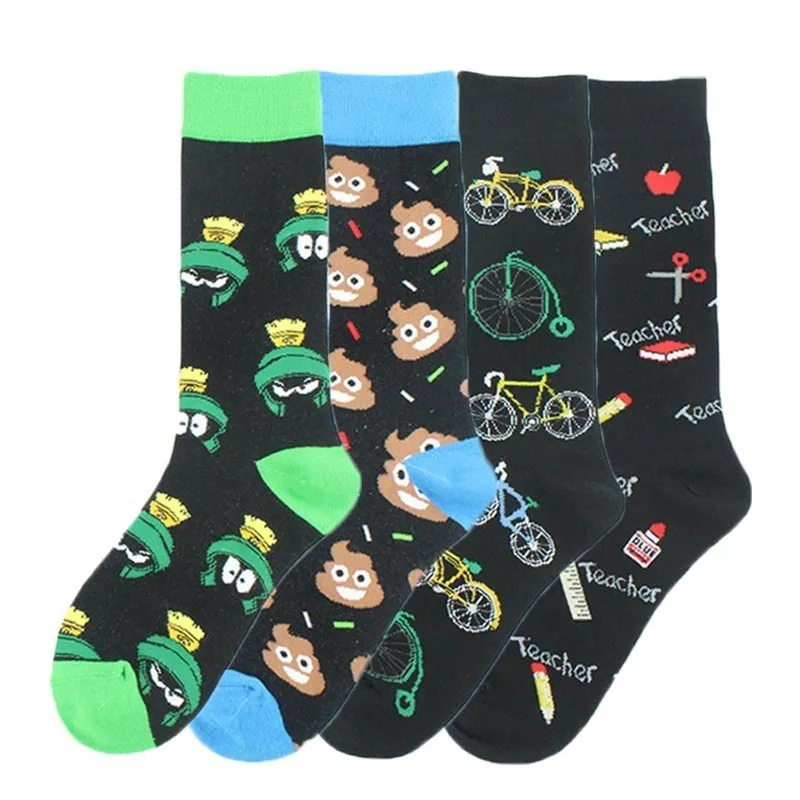 CHAOZHU/счастливые носки; забавные носки с юмором из мультфильма; спортивные носки унисекс; Молодежные носки для скейтборда и велосипеда; модные длинные носки для мужчин и женщин