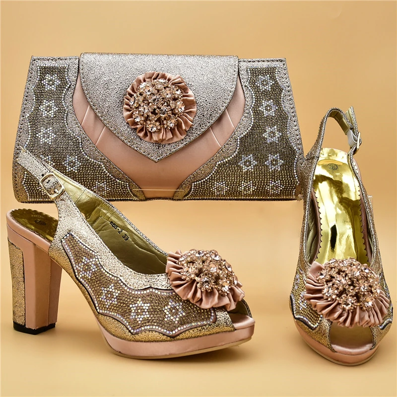 

Latest Design Matching Shoe and Bag Set In Heels Shoe and Bag for Nigeria Party Luxury Women Shoes Women's Shoe High Heels Pumps