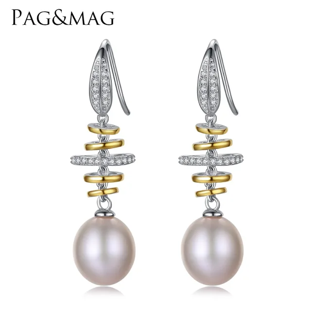 Pag Mag Brand Luxury 925 Sterling Silver Wedding Earrings 10 11mm Pag Mag Brand Luxury 925 Sterling Silver Wedding Earrings 10 11mm Natural Pearl Vintage Jewelry
