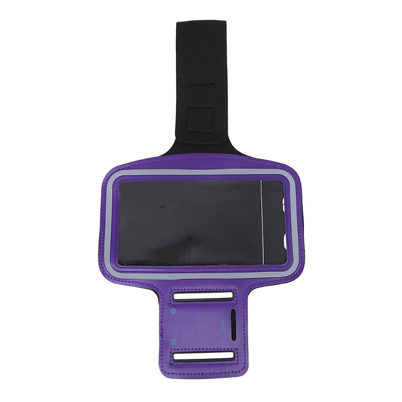 Универсальная спортивная повязка на руку с отверстием для ключей, водонепроницаемый чехол для бега, сумка на руку, чехлы для телефонов с наушниками - Цвет: Purple