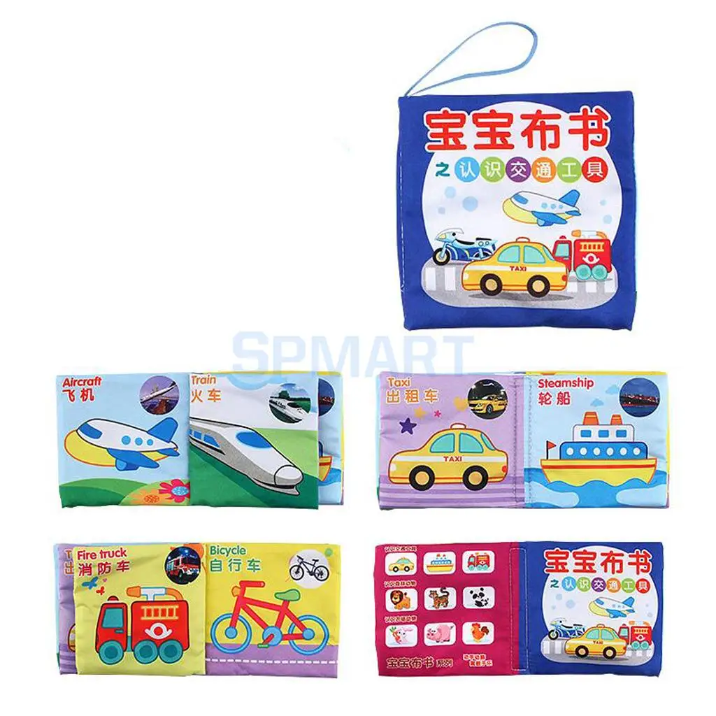 6 Patterns Set Soft Cloth Book Kids Baby Toddler Shapes Colors English Chinese Educational Toy Cognize Animals Fruits Vegetables