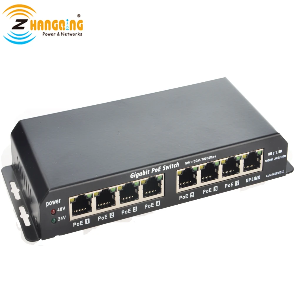 7+1 Port Gigabit Passive POE Switch 1000Mbps For Networking IP camera WiFi Access Point IP Phone 24V