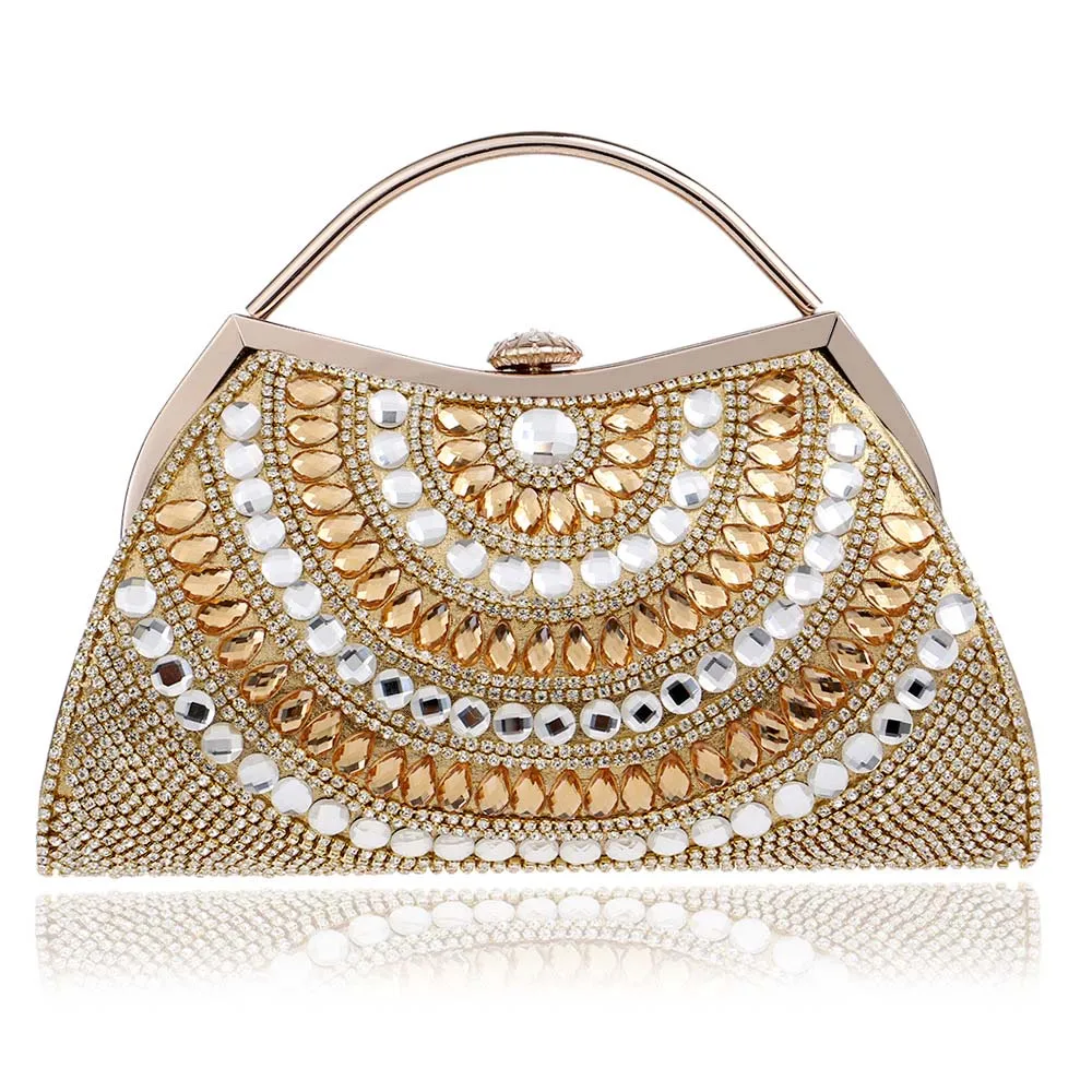 Us 26 85 25 Off Luxury Women Clutch Bags Diamonds Rhinestones Gold Blue Totes Handbags Chain Evening Wedding Bridal Las Dress Dinner Bag In