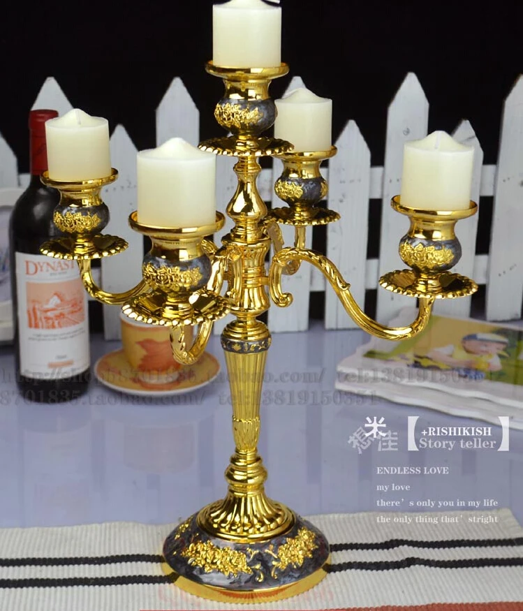 Luxury 5 Arm Candelabra Gold Candle Holder Metal Candle Holder