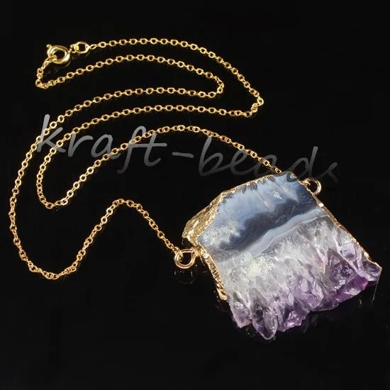 Natural Gnergy Gemstone~ Double Buckle Irregular Shape Pendant Natural Purple Amethysts Quartz Stone Necklace Fashion Jewelry 7 AA00409002303d