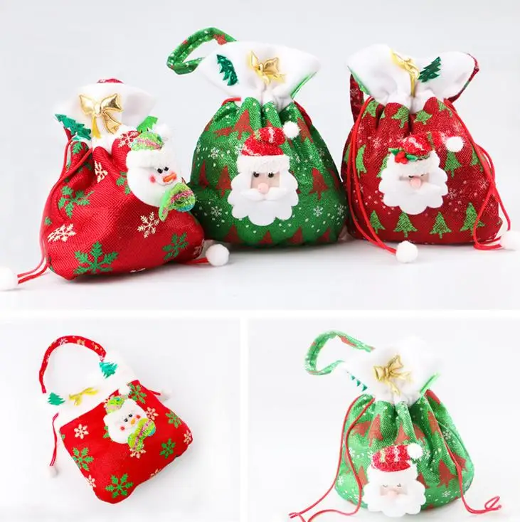 

Christmas Personalized Santa Sack Drawstring Sweet Candy Treats Gift Holder Bags Holiday Gift Wrap Stocking handbag party decor