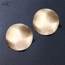 Badu düzensiz yuvarlak çivi küpe kadınlar altın Vintage takı büyük Punk moda günlük giyen alaşım Metal Drop Shipping