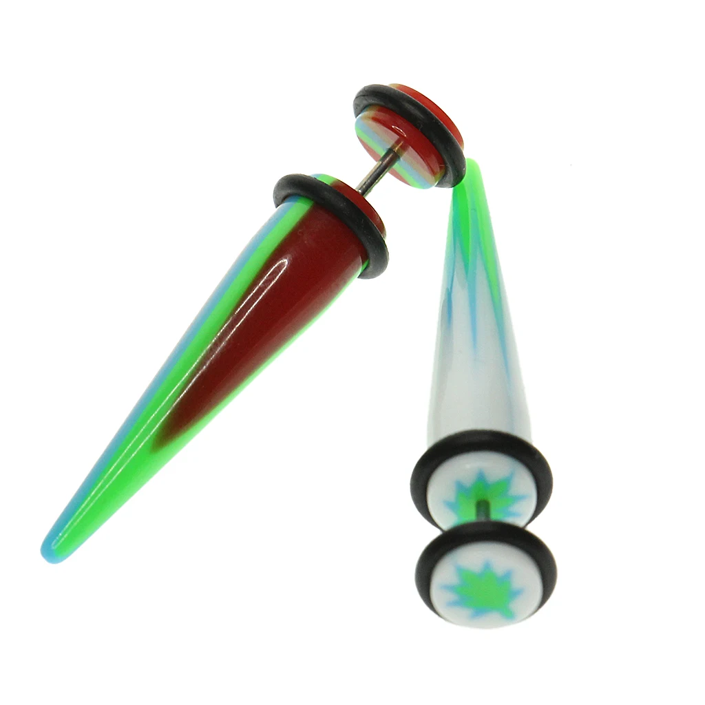 5 Pair Assorted Color Taper Double O-ring Cheater Illusion Ear Plug 1mm(12G) Tapper Fake Look 8mm(0G)