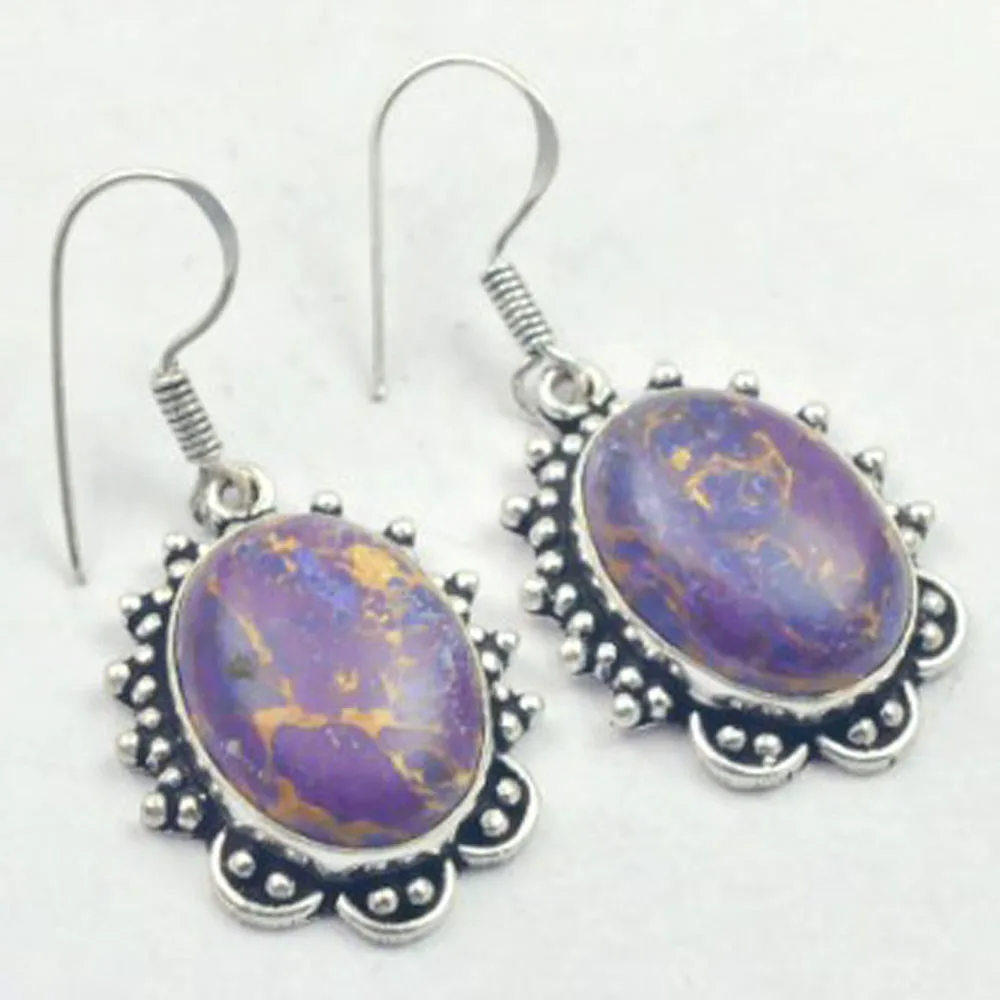 

Copper Turquois Earrings Silver Overlay over Copper, USA Size 47mm , E3508