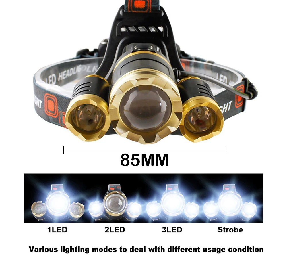POPPAS золото светодио дный фары и фонарь 10000LM CREE 3T6 L2 чипов фар Перезаряжаемые