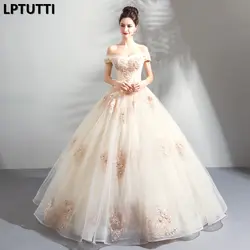 LPTUTTI вышивка бисер новый Винтаж принцессы Свадебное платье невесты Простые Вечерние события длинные Роскошная свадебная одежда