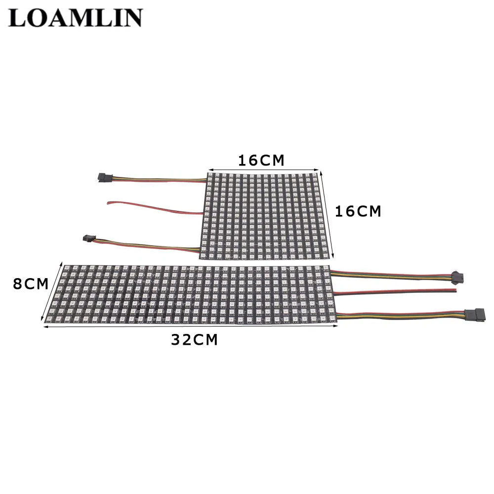APA102 RGB Full Color Fiber Board IP30 Led Matrix Pannel 256pixels DC5V Input APA102 Led Display 16X16 8X32