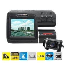 Автомобильный видеорегистратор с двумя объективами I1000S Full HD 1080P 2," lcd Dash Cam+ камера заднего вида+ 8 ИК светодиодный светильник ночного видения H.264