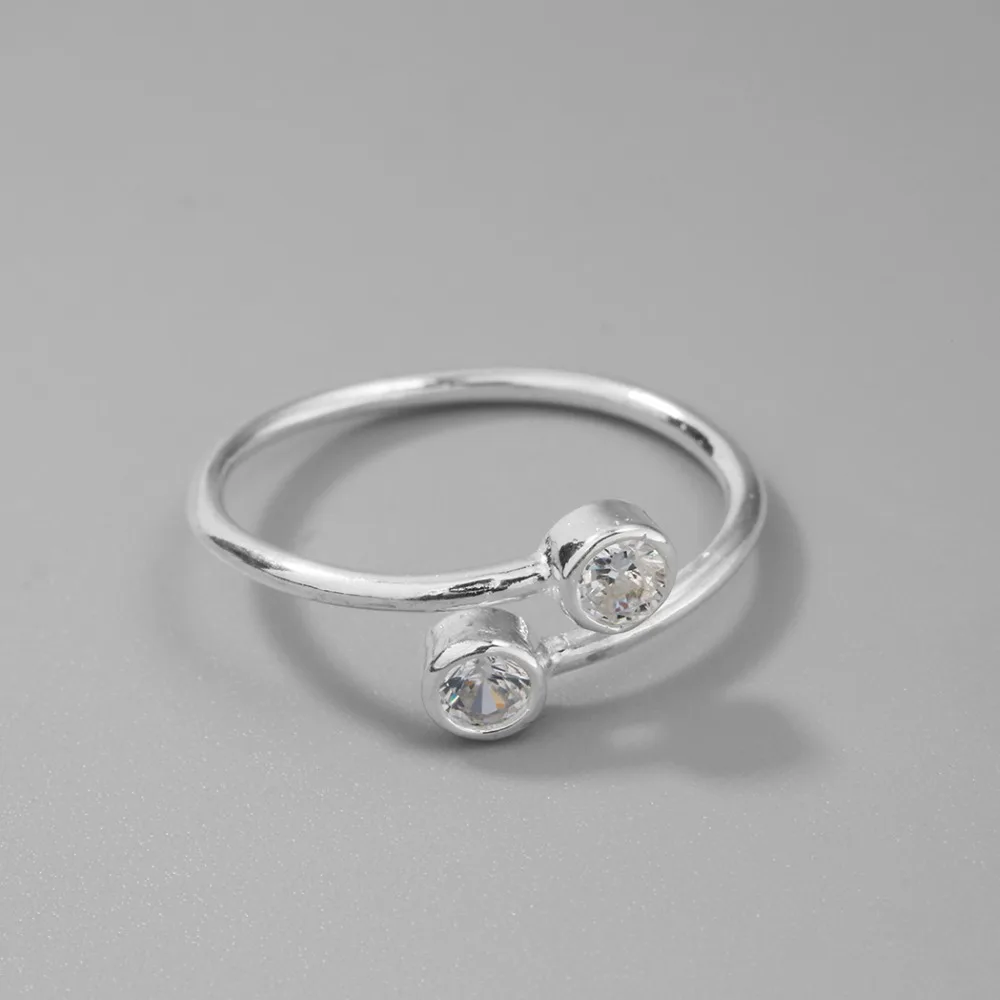 Todorova 925 Sterling Silver Crystal Rings for Women Fine Jewelry Adjustable Double Round CZ Ring Open Midi Toe Engagement Rings