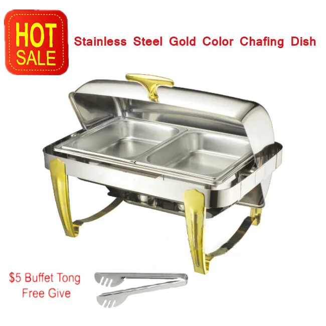 Wholesale Double Dish Gold Color Chafing Dish Stainless Steel Buffet