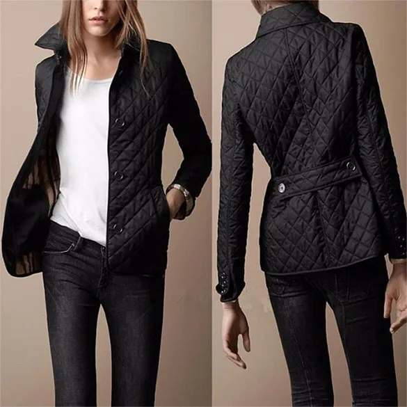 Hot Sale Fashion New 2016 Women Down Jackets Solid Lingge Quilted Jacket Classic Women Coats Winter Warm Casual Coats CT207 (2)