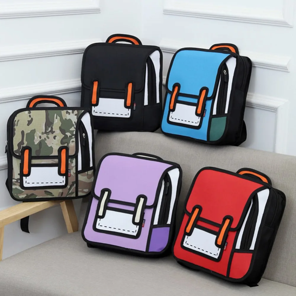 De las mujeres de la moda Mochila creativo 2D dibujo mochilas para 3D salto estilo de dibujos animados bolsa de la Escuela para niñas viaje Mochila Mujer De las mujeres de la moda Mochila creativo 2D dibujo mochilas para 3D salto estilo de dibujos animados bolsa de la Escuela para niñas viaje Mochila Mujer