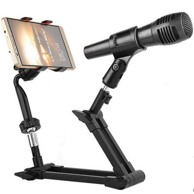 

Universal Accessory Basics Easy Adjust Mic Microphone Stand Phone Mount for Screen size less than 6" moblie phone Holder