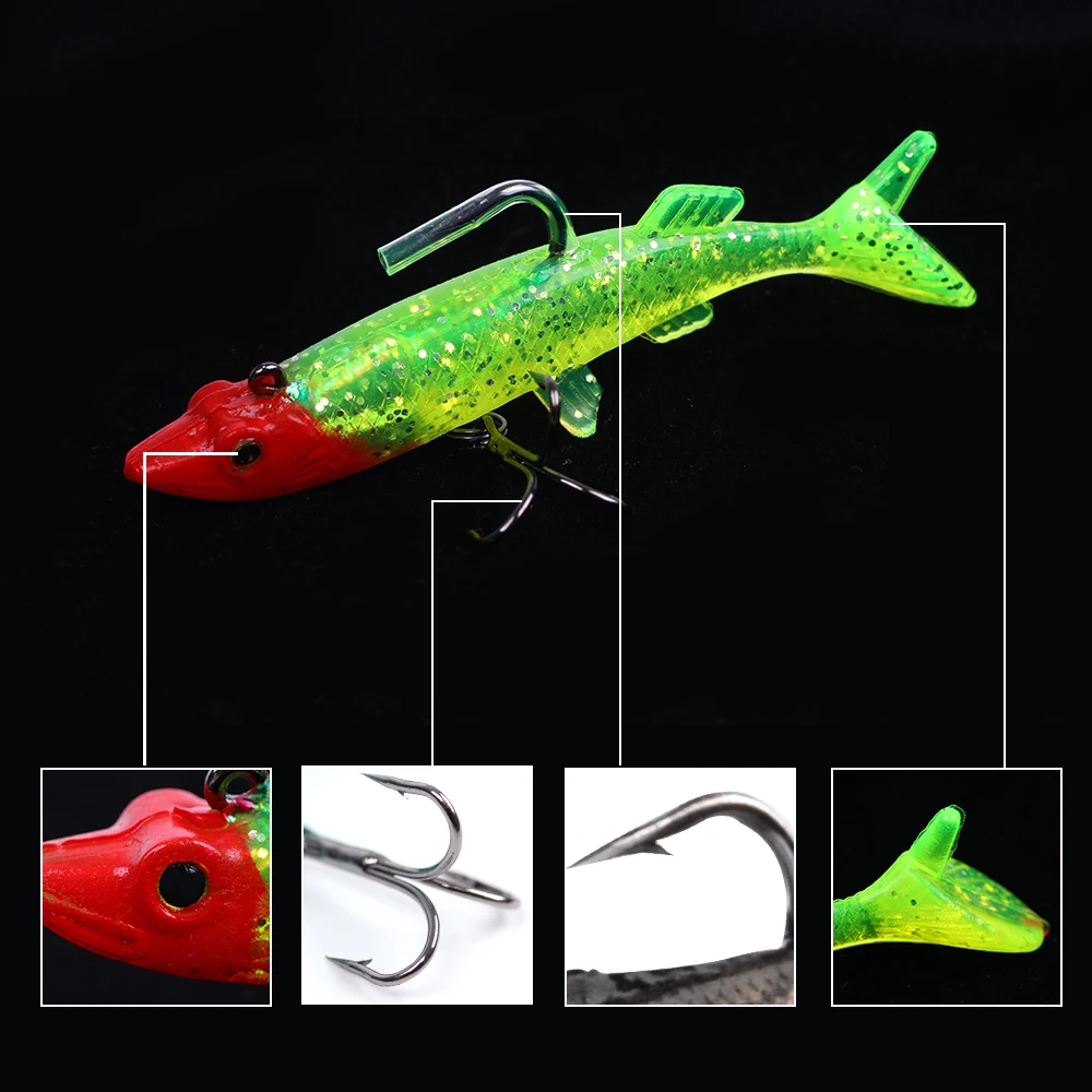 FTK 1Pack 3D Eyes Lead Fishing Lures Soft Fishing Lure Single Hook