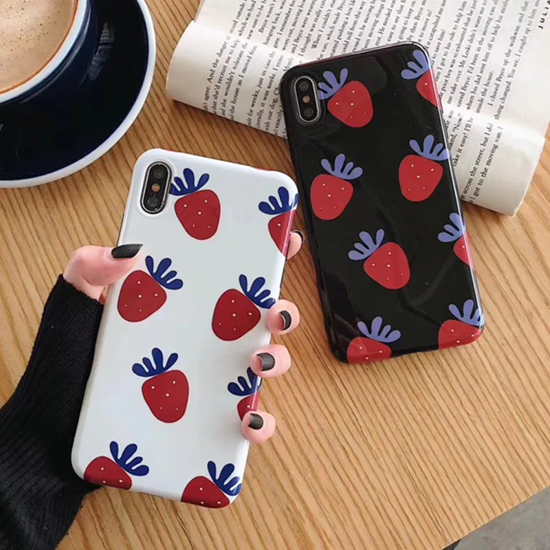 

Silicone IMD Smooth Strawberry Pattern Cover Cases For Samsung Galaxy S10 S9 S8 Plus Note 8 9 Fashion Soft Back Protect Funda