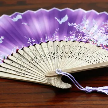 Folding Fan Women Hand Fan Portable Retro Small Wall Decoration Hollowed Bamboo Hand Holding Decoration Fans Wall Decoration Hollowed Bamboo Decoration Fans