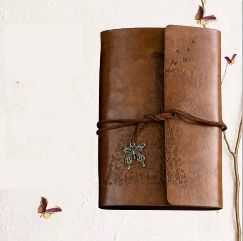 A6 Ретро винтажная бабочка из искусственной кожи пустой крафт-лист записная книжка-дневник заметки для этого планировщик канцелярские принадлежности подарок на день рождения