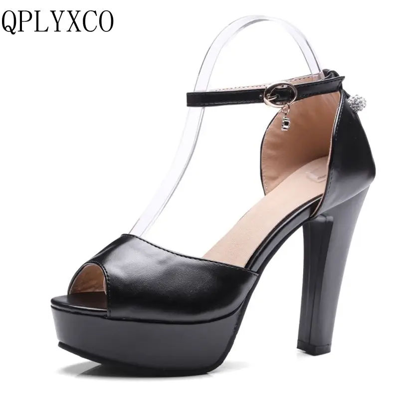 

QPLYXCO 2017 Big Size 32-45 Women Shoes Sandals super High Heeled(13cm) Buckle Ankle Wrapped Thin Fashion Summer stlye 101-3