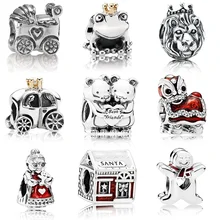Горячая серебряные бусы дом медведь принцесса автомобиль лягушка Глазурь бисер для 925 оригинальные Pandora Браслеты и браслеты ювелирные изделия