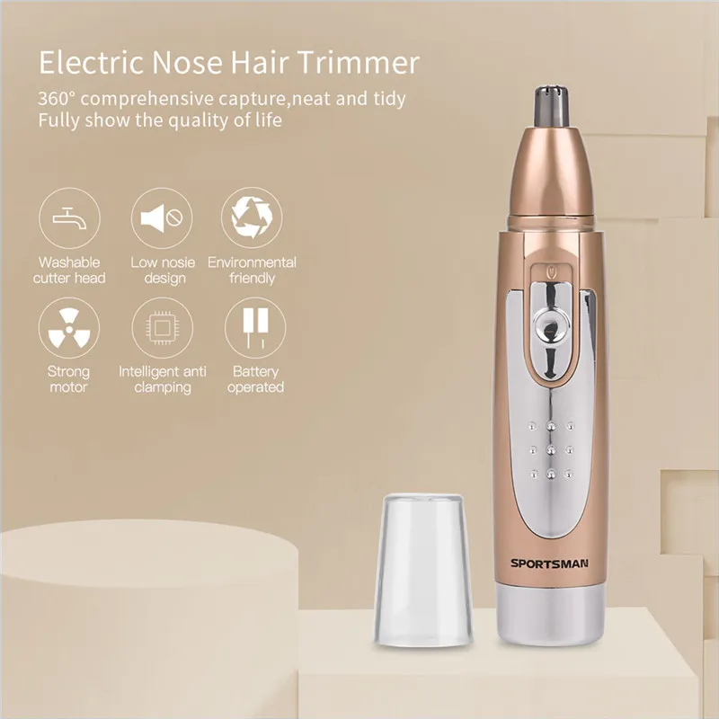 

Battery Powered Portable Nose Hair Trimmer Washable Stainless Steel Blade Nose Ear Trimmer Hair Removal Razor Shaving Men Care