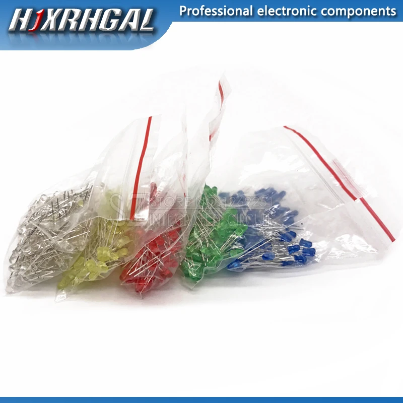 

500Pcs 3MM LED Diode Kit Mixed Color Red Green Yellow Blue White hjxrhgal