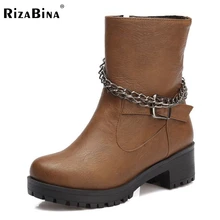 Women High Heel Half Short Boots Winter Mid Calf Boot Water Proof Botas Fashion Martin Quality Footwear Shoes Size 33-43