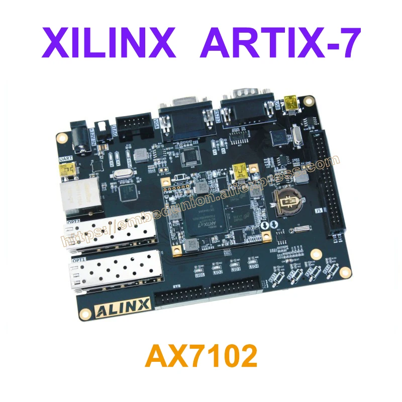 

RQ-AX7102 A7 FPGA Development Board Artix-7 XC7A100T-2FGG484I with 8Gb DDR3,128M FLASH,JTAG&Serial Port,Optical Fiber interface