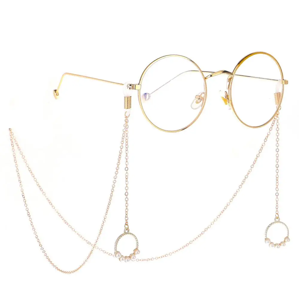 Простые солнцезащитные очки на ремешке, женские очки на цепочке, металлические хрустальные очки, держатель шнура для шеи, ремешок