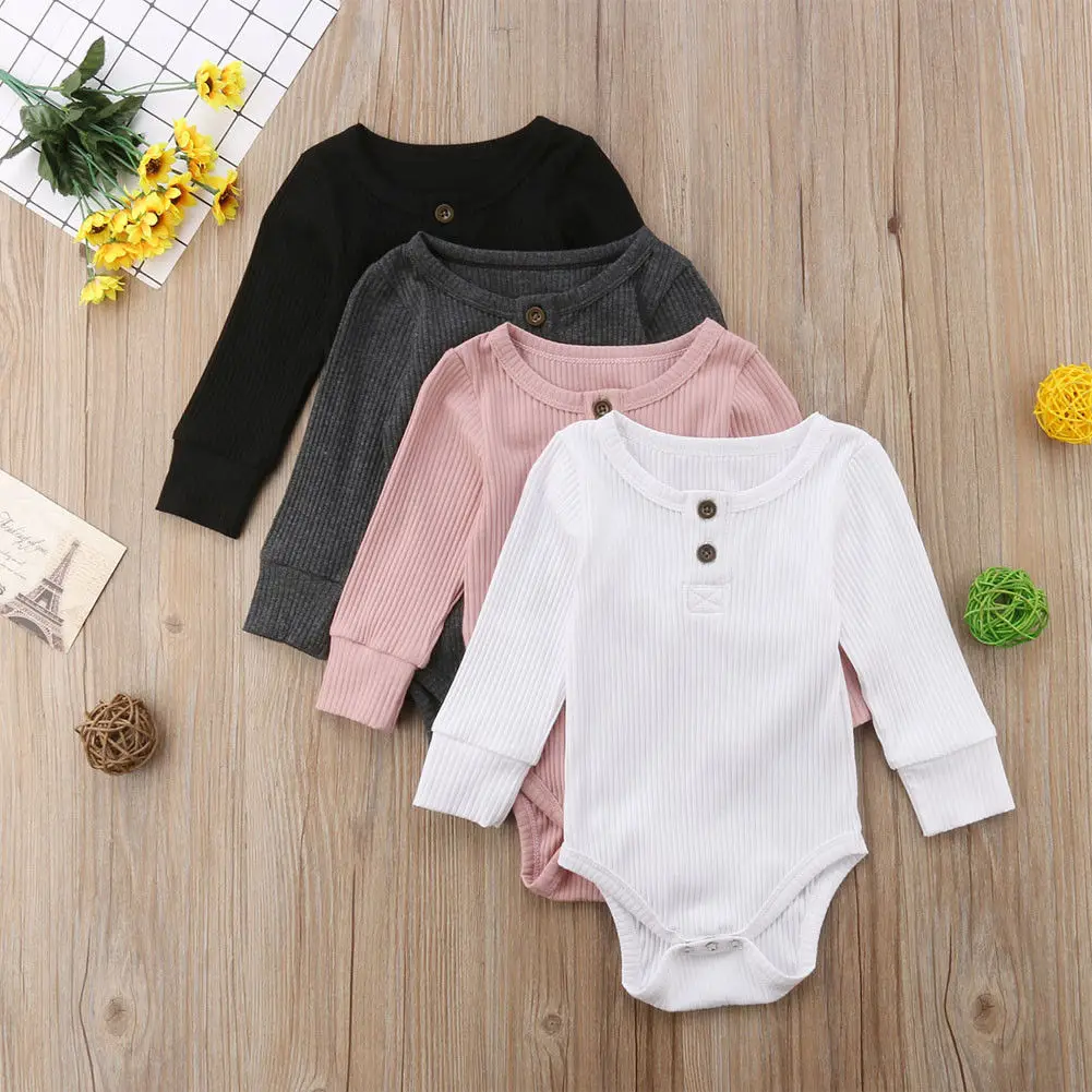 

Autumn Winter Warm Knitted Romper For Boys Girls Newborn Baby Boy Girl Long Sleeve Romper Plain Jumpsuit Clothes 0-24M