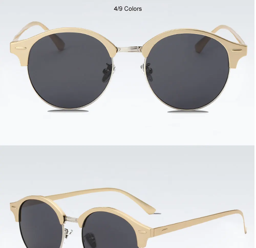 VEGA Eyewear Circle Vintage Sunglasses Polarized Women Semi-Rimless Ladies Designer Sunglass Hipster Glasses Aluminium 185  (9)