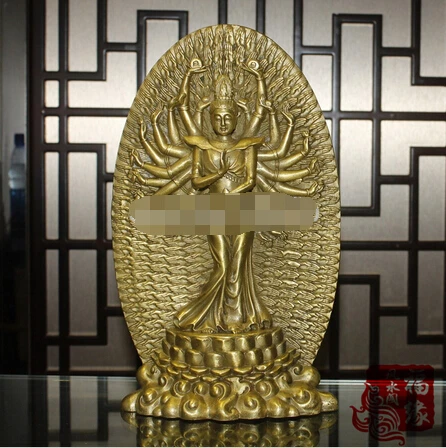 

B0601 404Copper Guanyin Buddha Avalokitesvara station feng shui home decoration ornaments Lucky SongZi statue