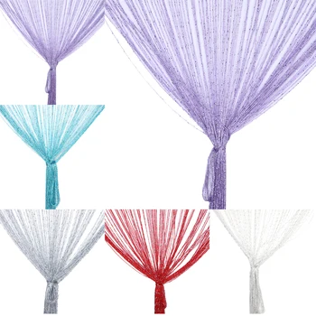 

1*2m String Tassel Hanging Curtain Divider Living Room decorated with Silver Encryption Tulle Window Curtains Door Window Decor