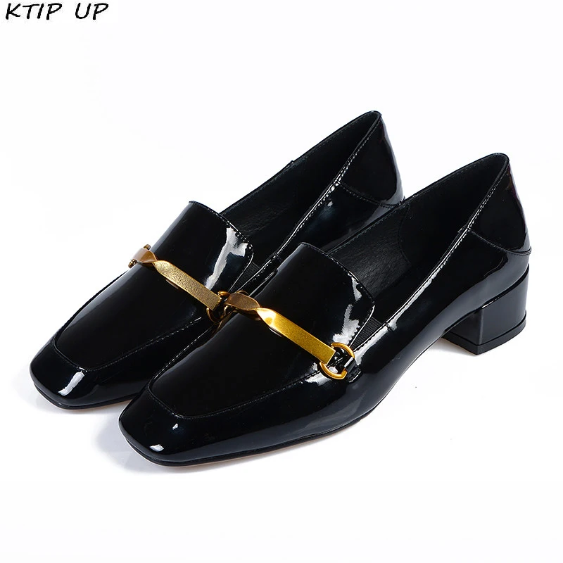 

Genuine Leather Women Shoes High Heels Spring Autumn Ladies Shoes Fashion Loafers Low Heels Slip On Casual Work Shoes Woman