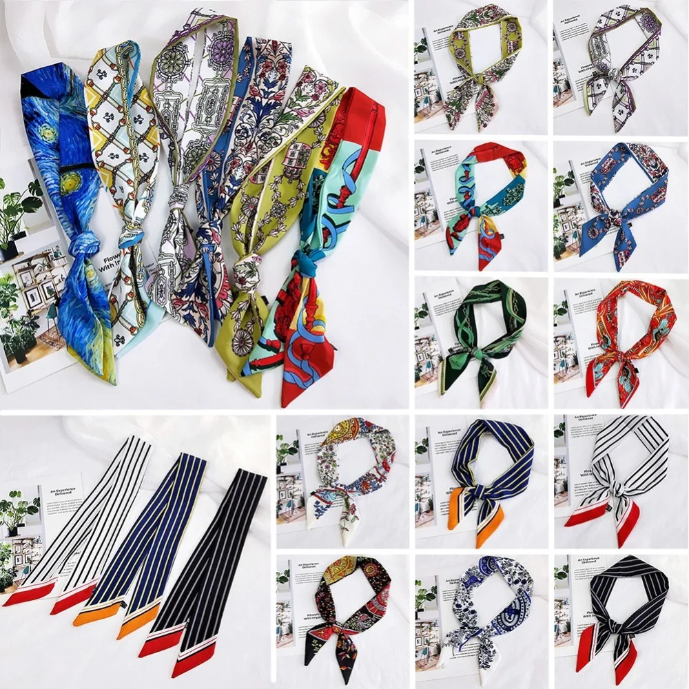 19 Colors Hundred Changes Kerchief Printed Letters Striped Skinny Scarf Women Neckerchief Scarves Handle Bag Ribbons Headbands 19 Colors Hundred Changes Kerchief Printed Letters Striped Skinny Scarf Women Neckerchief Scarves Handle Bag Ribbons Headbands