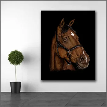 

Large size Printing Oil Painting The head portrait of a horse art canvas prints pictures for living room and bedroom No Frame
