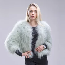 ZDFURS* Новое вязаное пальто из меха енота с длинным рукавом, куртка из меха енота, однотонная модная меховая верхняя одежда на зиму