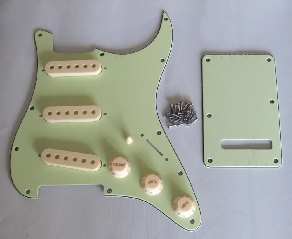 Günstige KAISH ST SSS Pickguard Set Mint Grün w Alter Weiß Pickup Abdeckungen, Knöpfe, Schalter Spitze