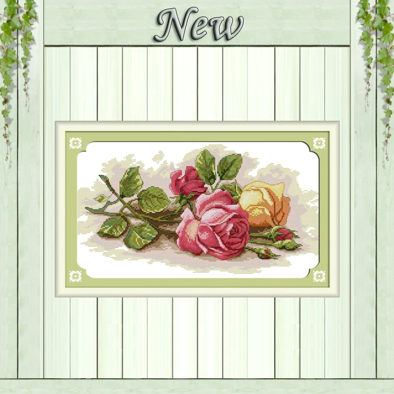 

Colorful rose flower paintings 11CT patterns printed on canvas DMC 14CT chinese Cross Stitch diy Needlework Sets Embroidery kits