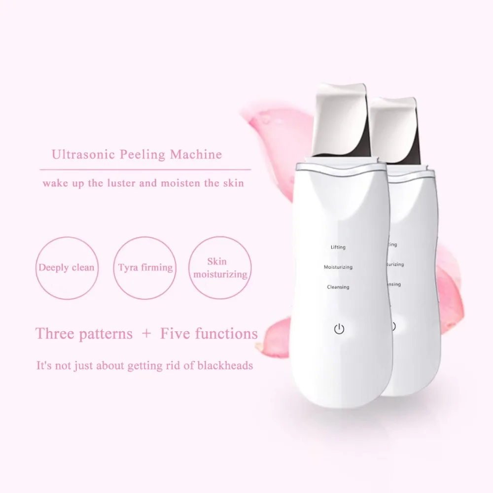 

Hot sell women facial ultrasonic shovel machine blackhead removal sonic skin scrubber fashionable remove pimples beauty apparatu