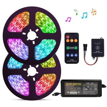 

5-20m Kit WS2811 Digital LED Strip 12V Dream Color 30LEDs RGB LED Strip Light Set with SP106E Music Controller Power Adapter