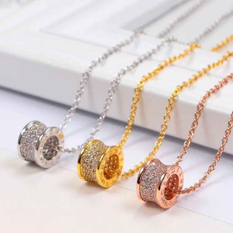 

TYME Roman numerals Pendant Ceramic Necklace Rose Gold Titanium Steel Chain Female Lovers Brand Jewelry gold necklace